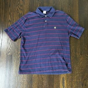 Brooks Brothers 346 Mens Polo Shirt Size XL Navy Blue Red Stripes
